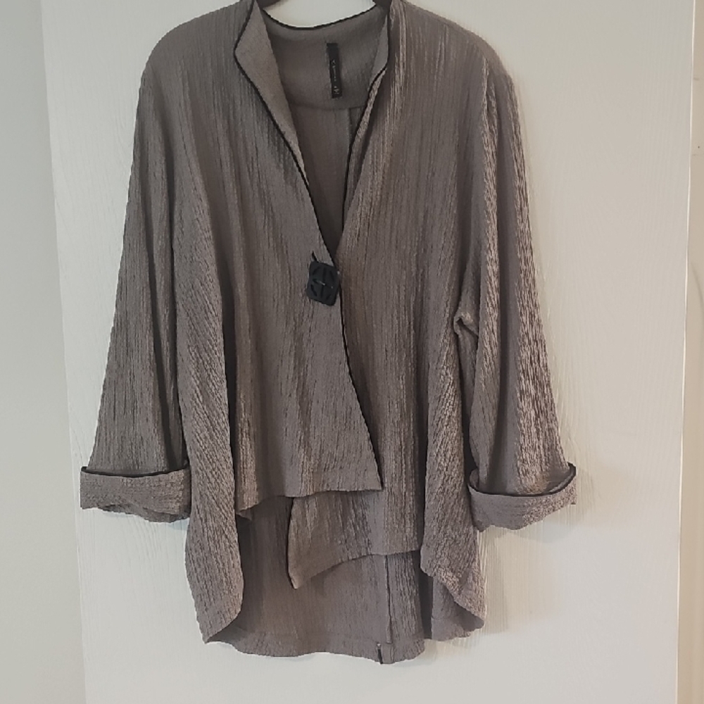 INC International Concepts Textured Gray Open Front Blazer